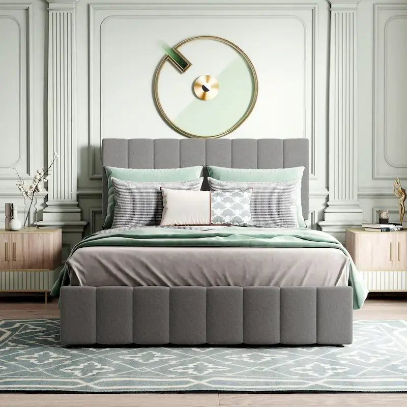 Full/Queen Upholstered Platform Bed with Lift Up Storage 24
