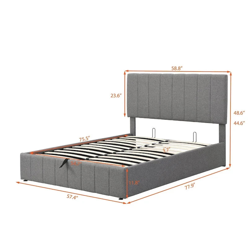 Full/Queen Upholstered Platform Bed with Lift Up Storage 35