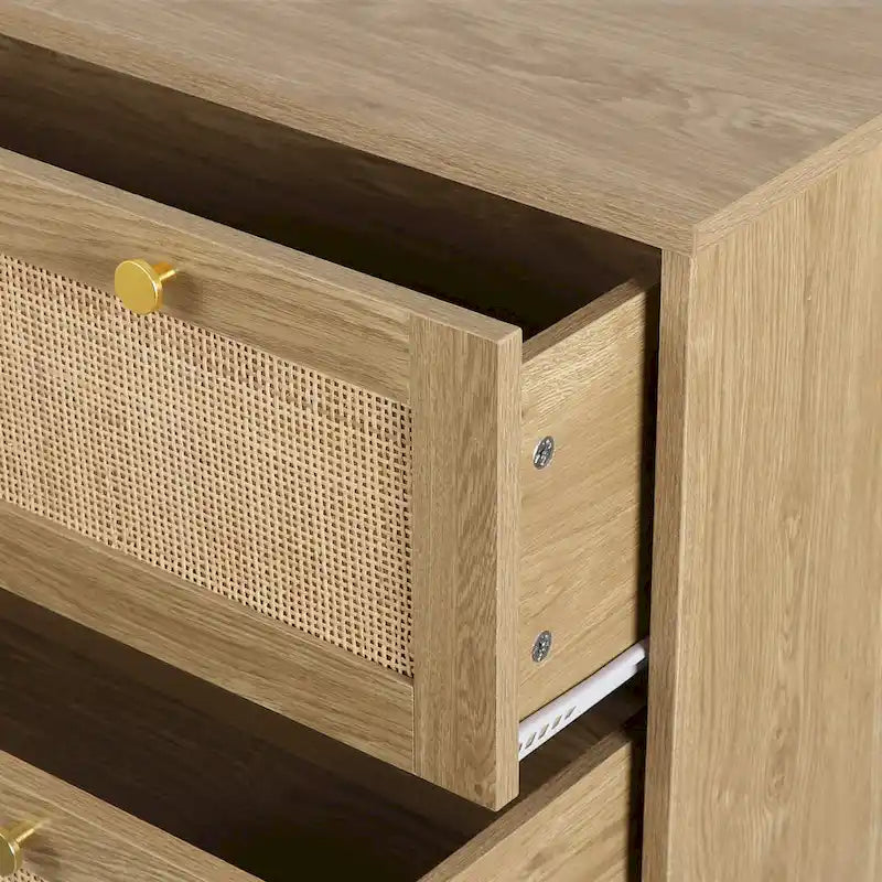 3-Drawer Rattan Dresser Modern Boho Chest of Drawers with Spacious Storage for Bedroom 8