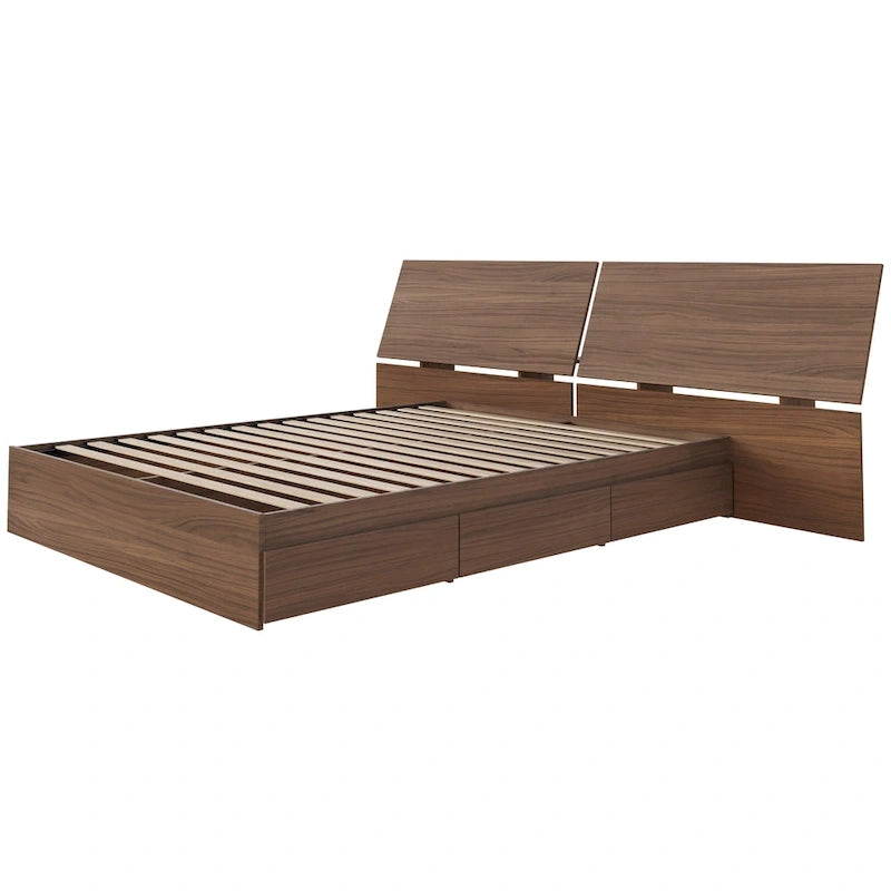 Nexera Storage Bed with Headboard, Walnut 3