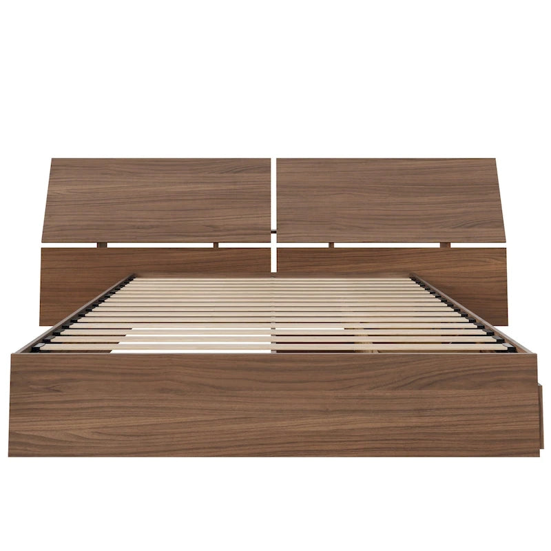 Nexera Storage Bed with Headboard, Walnut 4