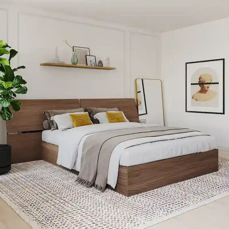 Nexera Storage Bed with Headboard, Walnut 5