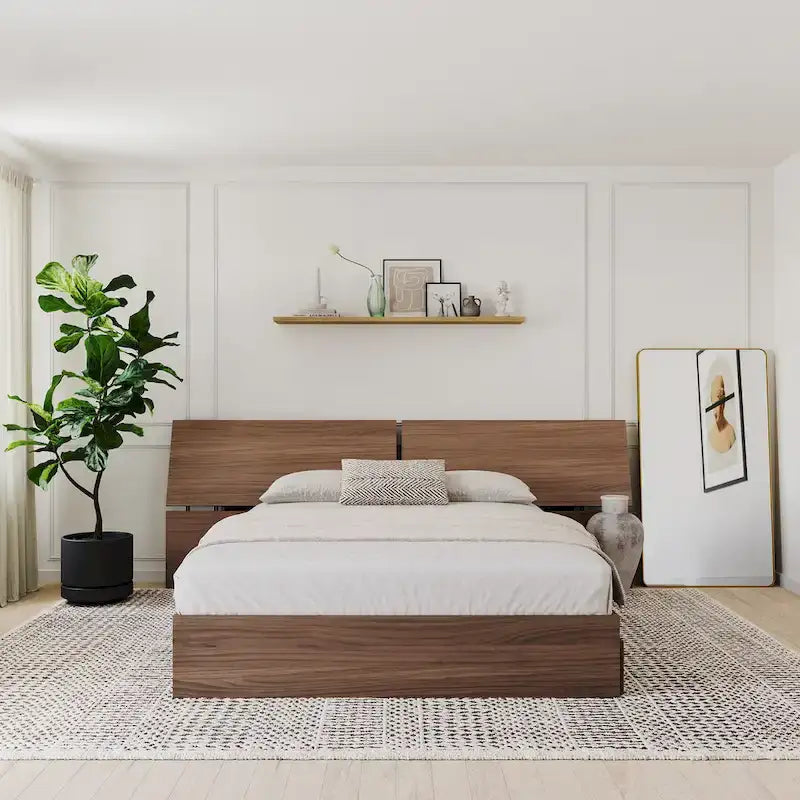 Nexera Storage Bed with Headboard, Walnut 6