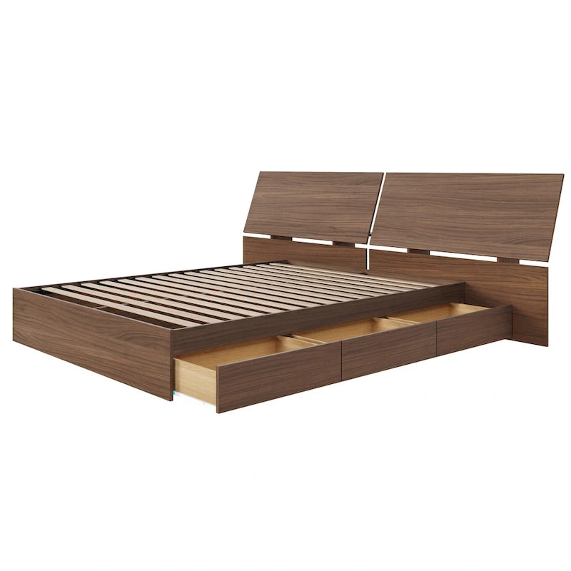 Nexera Storage Bed with Headboard, Walnut 7