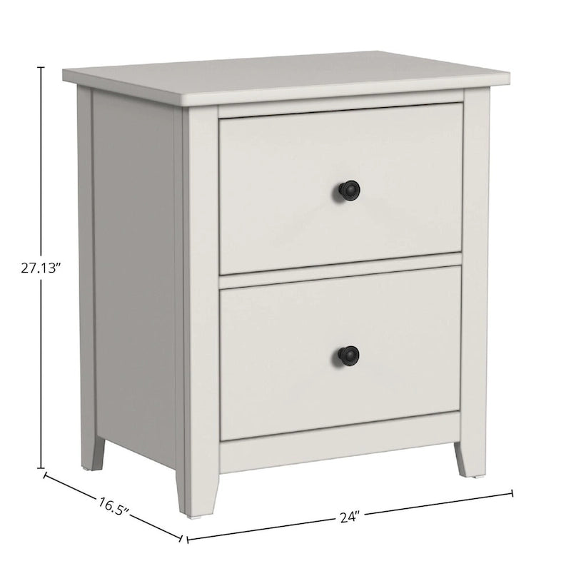 Lodge 2-Drawer Farmhouse Wood Nightstand, Cream Finish 2