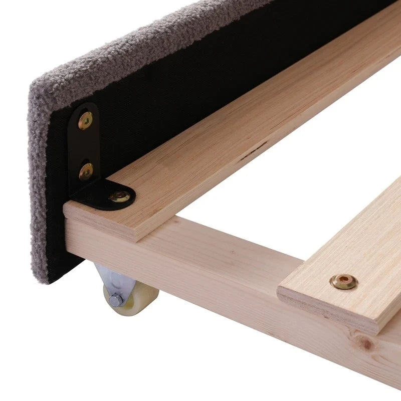 Teddy Fleece Full Size Upholstered Daybed with LED Light and Trundle 5