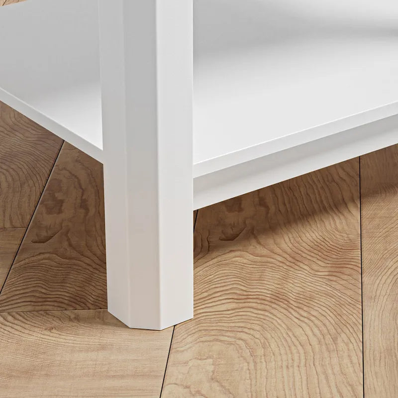 Modern 27.95H Tall 2-Drawer White Nightstand Wood Rattan Side End Table for Bedroom with Storage Shelf 5