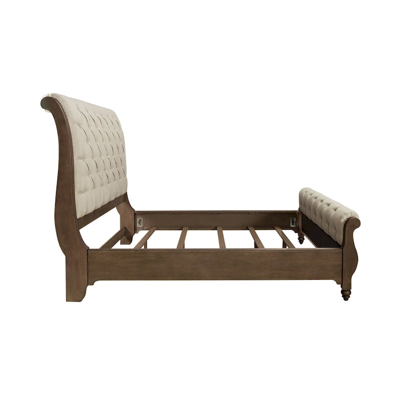 Americana Farmhouse Sleigh Bed, Dresser and Mirror Bedroom Set 4