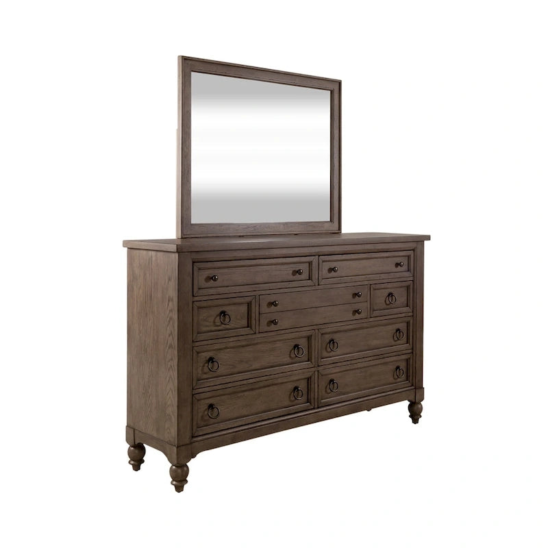 Americana Farmhouse Sleigh Bed, Dresser and Mirror Bedroom Set 8