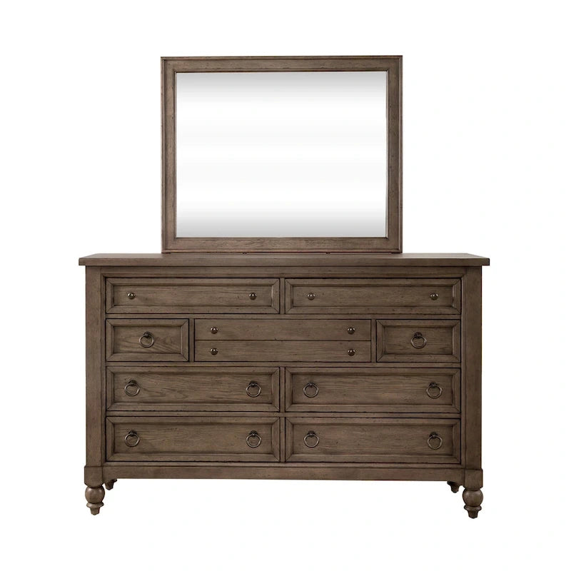 Americana Farmhouse Sleigh Bed, Dresser and Mirror Bedroom Set 9