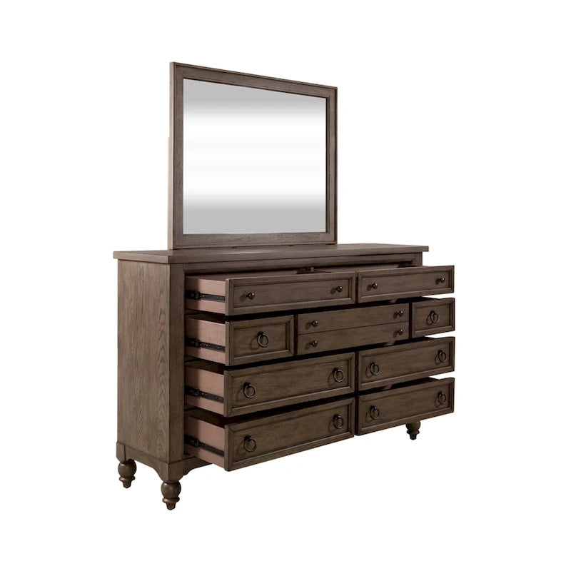 Americana Farmhouse Sleigh Bed, Dresser and Mirror Bedroom Set 13
