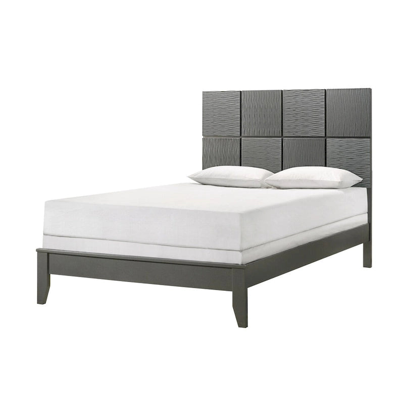 Set camera da letto Sim 3 pezzi con pannelli grigio canna di fucile