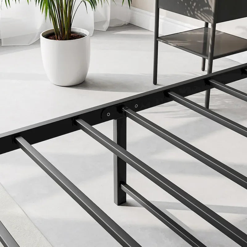 Storage Headboard Metal Bed Frame with 2 Drawers 18