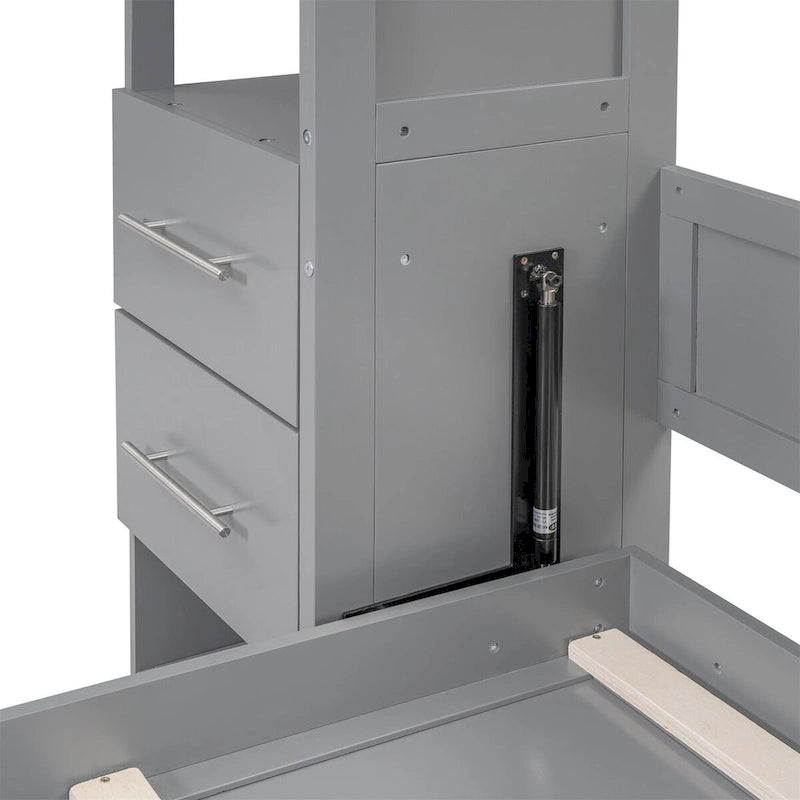 Merax Murphy Bed Wall Bed with Shelves, Drawers and LED Lights 7