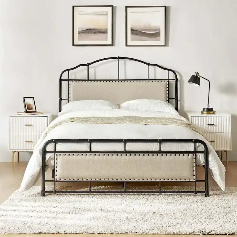 Eufemia Industrial 62 High Headboard Platform Metal Bed Frame by HULALA HOME