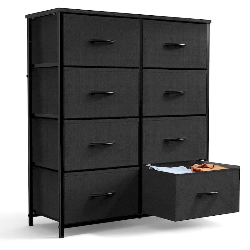 Bedroom Storage with 8 Drawers Tall Dresser & Chest of Drawers Fabric Dresser with Wood Top and Sturdy Steel Frame 17