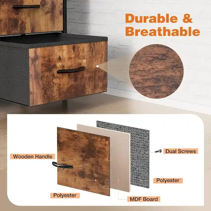 Bedroom Storage with 8 Drawers Tall Dresser & Chest of Drawers Fabric Dresser with Wood Top and Sturdy Steel Frame 12