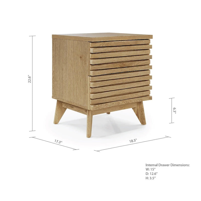 Studio London Oak Effect Zappa 2 Drawer Nightstand Bedroom Furniture 3