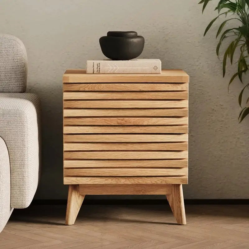 Studio London Oak Effect Zappa 2 Drawer Nightstand Bedroom Furniture 5