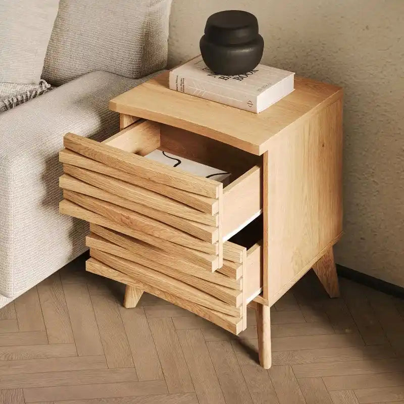 Studio London Oak Effect Zappa 2 Drawer Nightstand Bedroom Furniture 6
