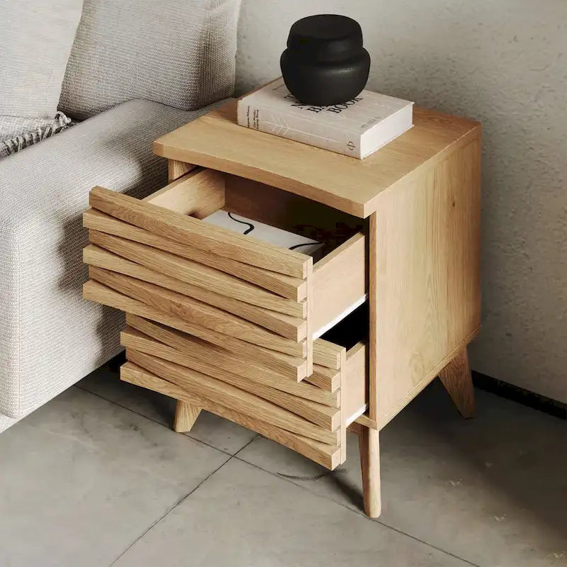 Studio London Oak Effect Zappa 2 Drawer Nightstand Bedroom Furniture 8