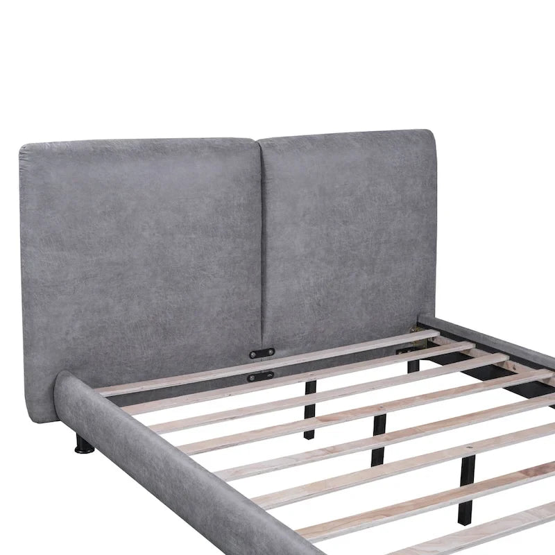 Queen Size Platform Bed with Two Large Headrests 8