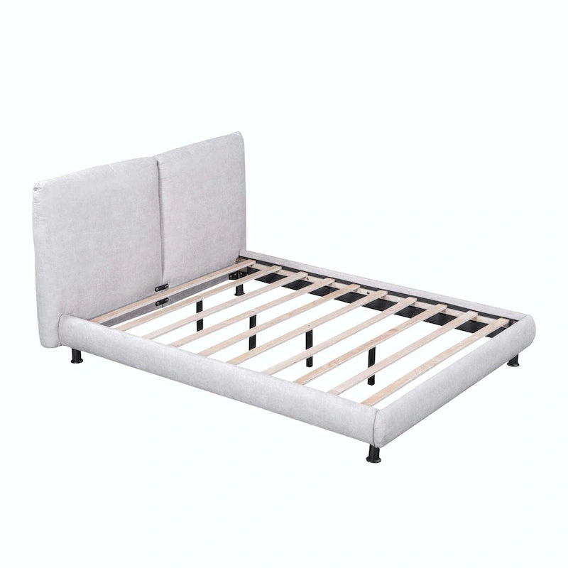 Queen Size Platform Bed with Two Large Headrests 12