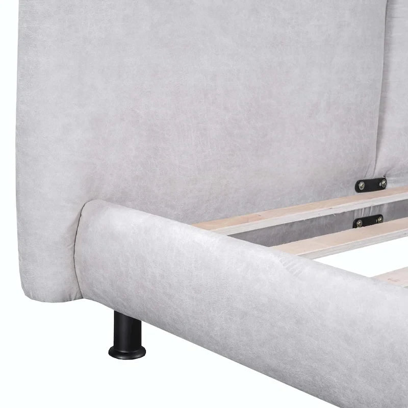 Queen Size Platform Bed with Two Large Headrests 15