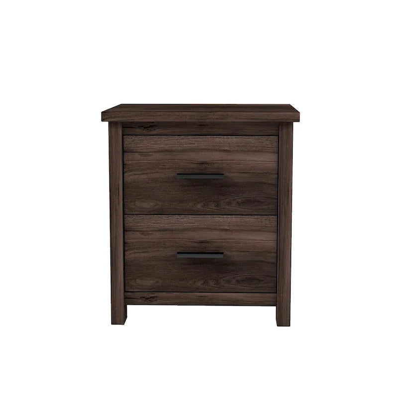 Vintage Two Drawer Wooden Nightstand,Large Storage Space 11