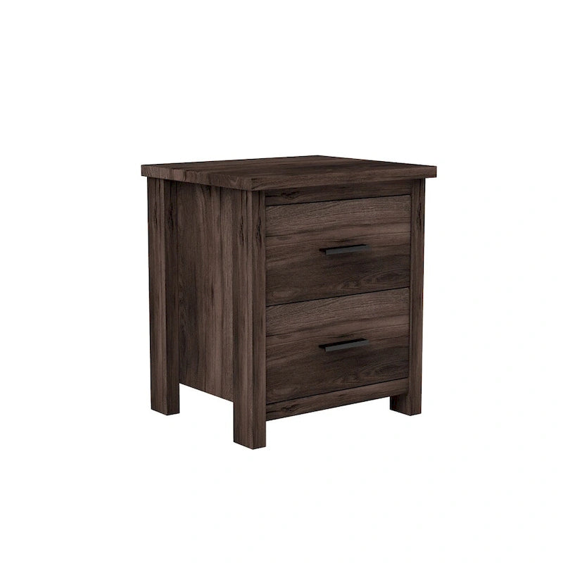 Vintage Two Drawer Wooden Nightstand,Large Storage Space 12