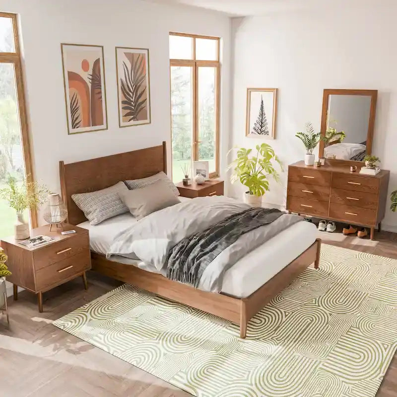 Furniture of America Beau Midcentury 5-Piece Walnut Queen Bedroom Set 23