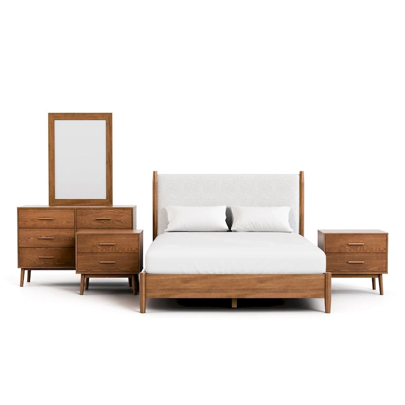 Furniture of America Beau Midcentury 5-Piece Walnut Queen Bedroom Set 16