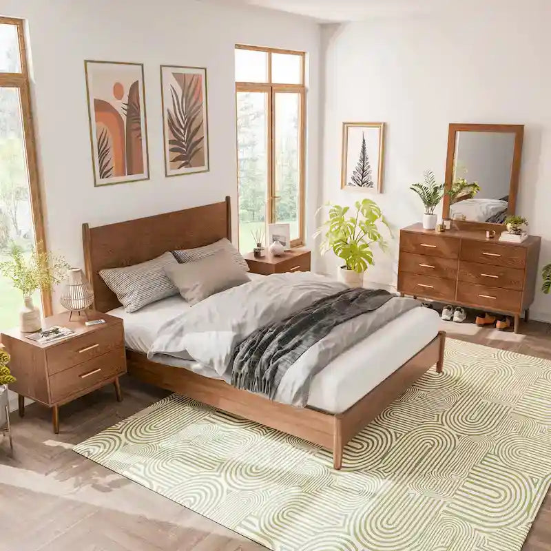 Furniture of America Beau Midcentury 5-Piece Walnut Queen Bedroom Set 18