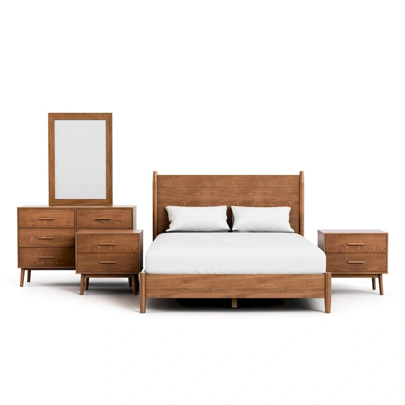 Furniture of America Beau Midcentury 5-Piece Walnut Queen Bedroom Set 21