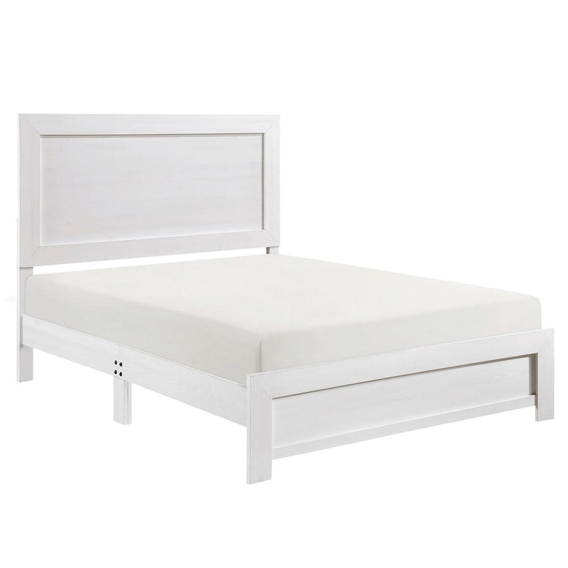 Eby California King Bed, Rustic Farmhouse Style, White Finish Wood Veneer
