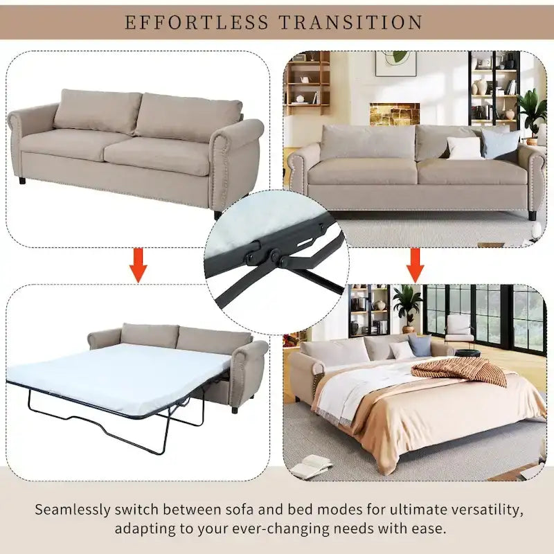 80.7 2-in-1 Sofa Bed Sleeper with Large Mattress 8