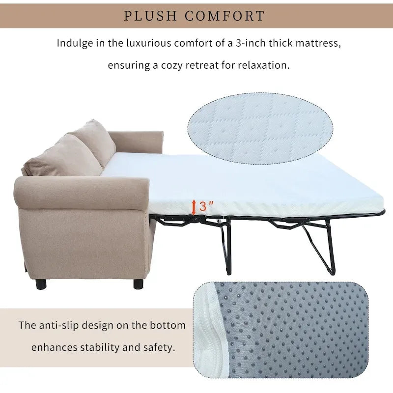 80.7 2-in-1 Sofa Bed Sleeper with Large Mattress 9