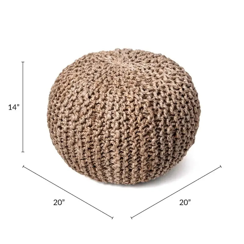 Nuloom York Classic Knitted Solid Jute Ottoman Pouf 3
