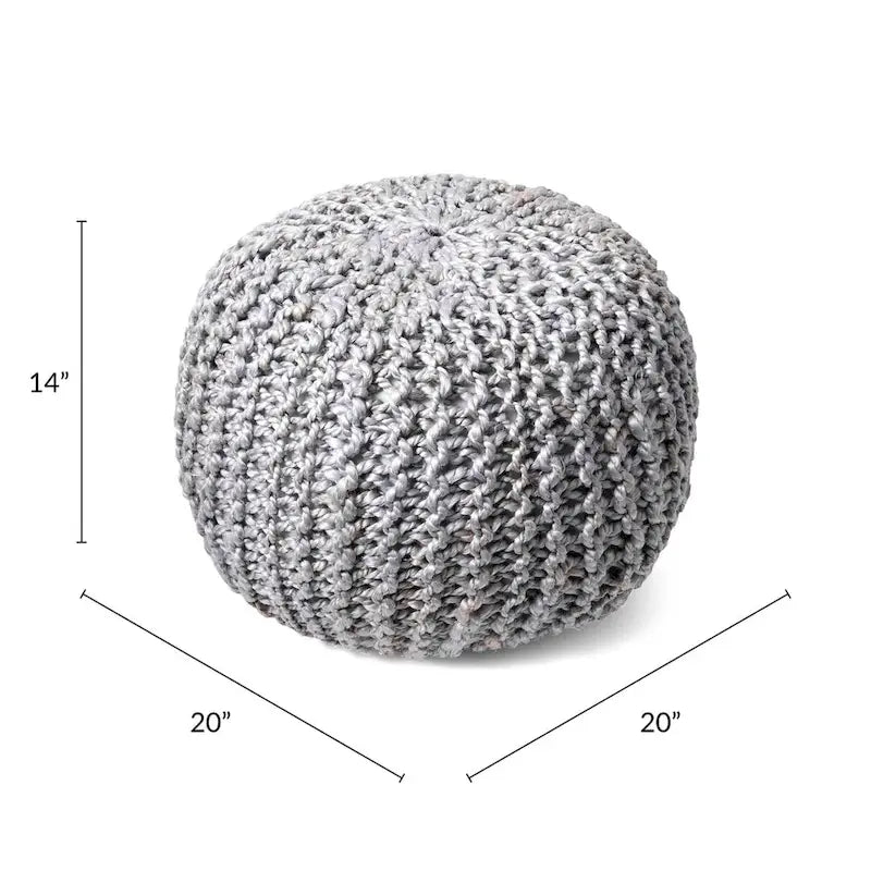 Nuloom York Classic Knitted Solid Jute Ottoman Pouf 6