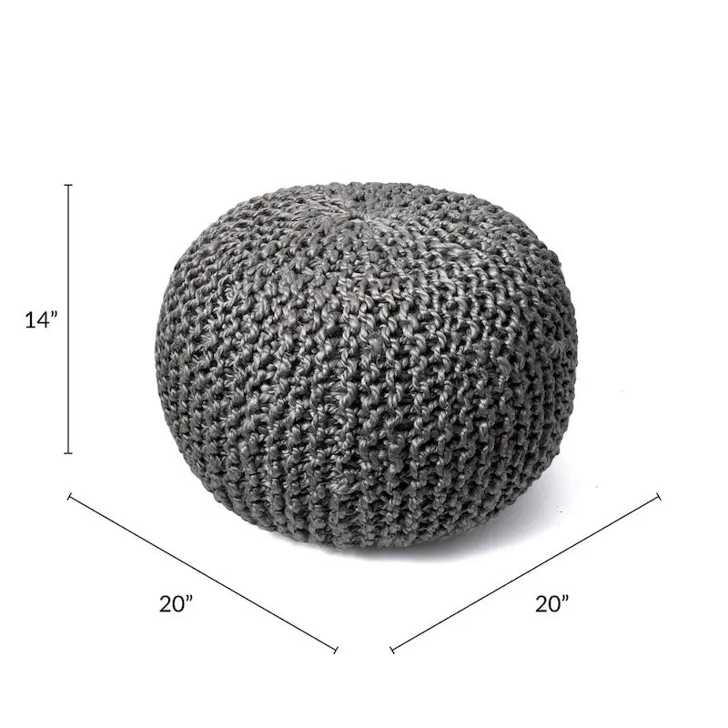 Nuloom York Classic Knitted Solid Jute Ottoman Pouf 9