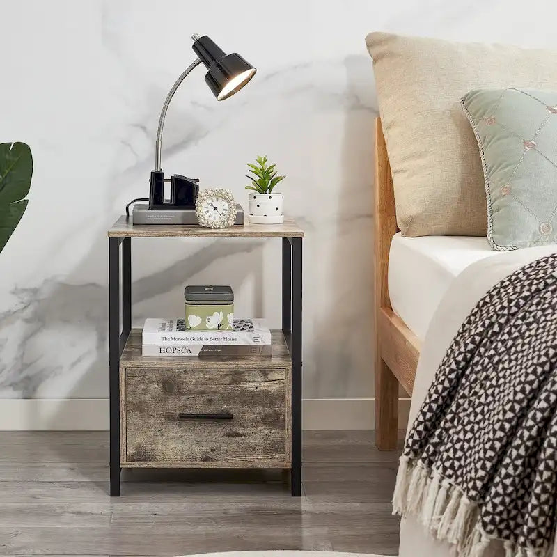 Javlergo (Set of 2) 1-Drawer Nightstand, Modern Square End Side Table for Bedroom, Living Room 2