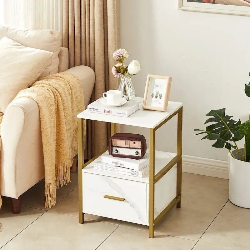 Javlergo (Set of 2) 1-Drawer Nightstand, Modern Square End Side Table for Bedroom, Living Room 5