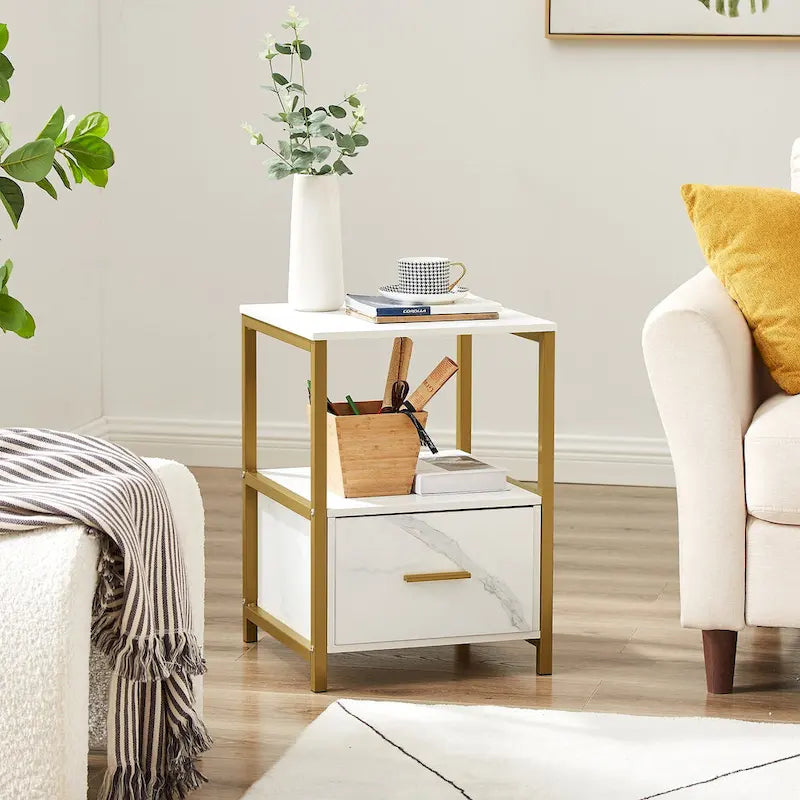 Javlergo (Set of 2) 1-Drawer Nightstand, Modern Square End Side Table for Bedroom, Living Room 8