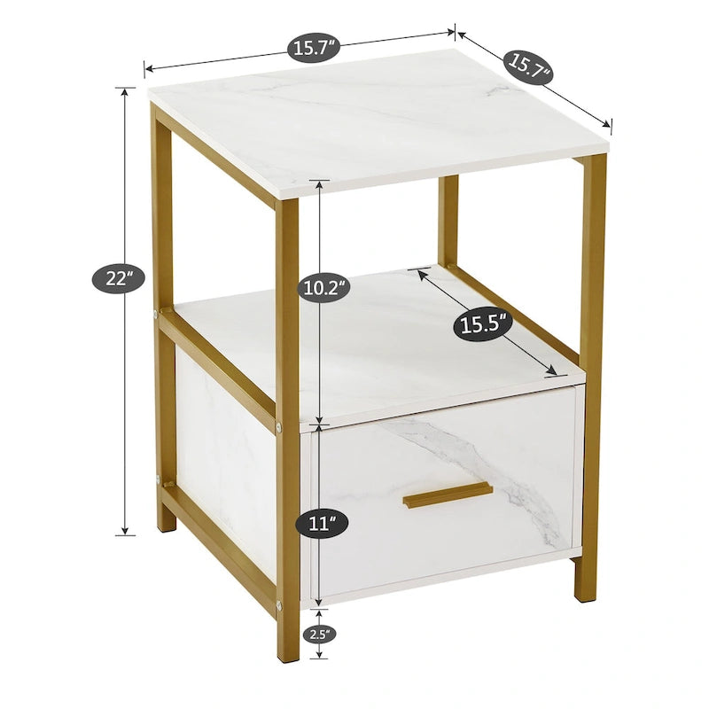 Javlergo (Set of 2) 1-Drawer Nightstand, Modern Square End Side Table for Bedroom, Living Room 9