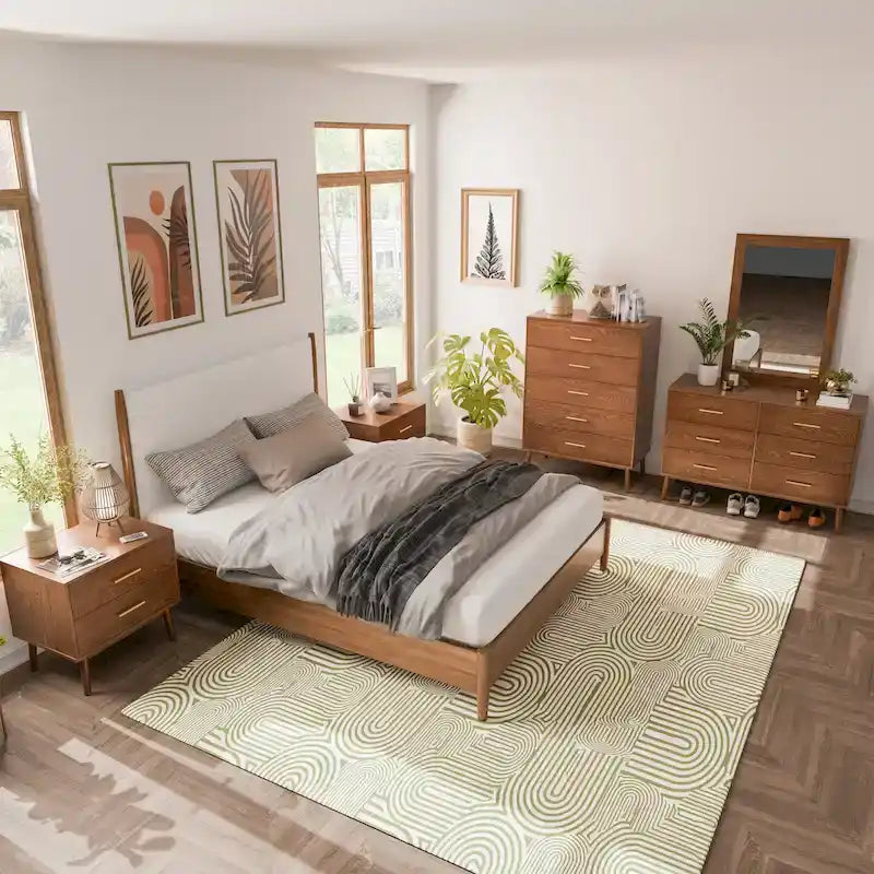Furniture of America Beau Midcentury 6-Piece Walnut Queen Bedroom Set 31