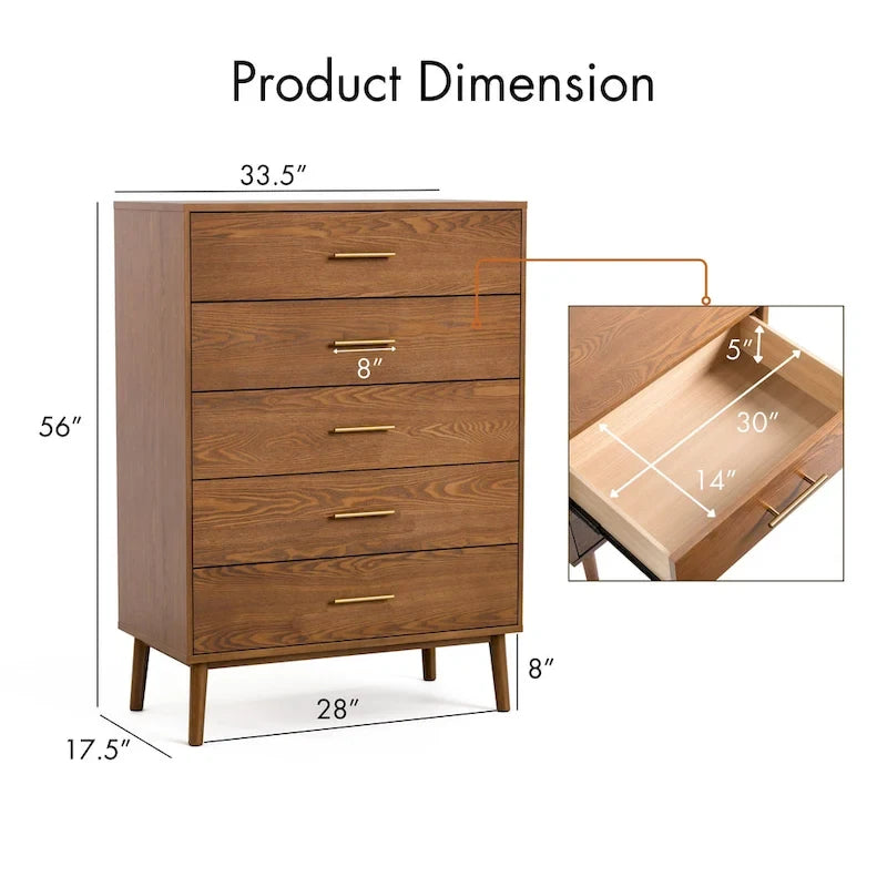 Furniture of America Beau Midcentury 6-Piece Walnut Queen Bedroom Set 4
