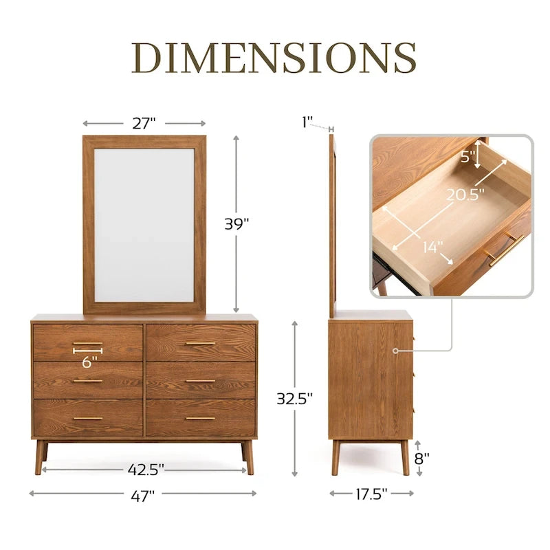 Furniture of America Beau Midcentury 6-Piece Walnut Queen Bedroom Set 5
