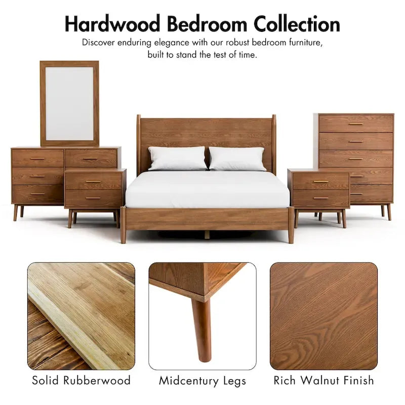 Furniture of America Beau Midcentury 6-Piece Walnut Queen Bedroom Set 12