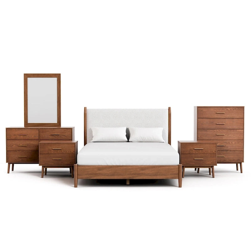 Furniture of America Beau Midcentury 6-Piece Walnut Queen Bedroom Set 19