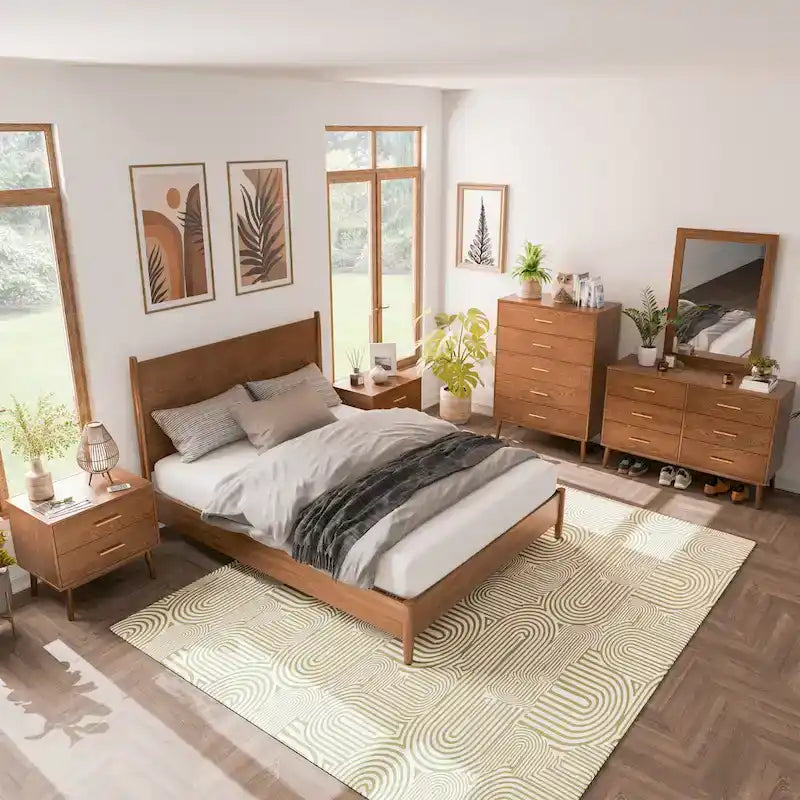 Furniture of America Beau Midcentury 6-Piece Walnut Queen Bedroom Set 25